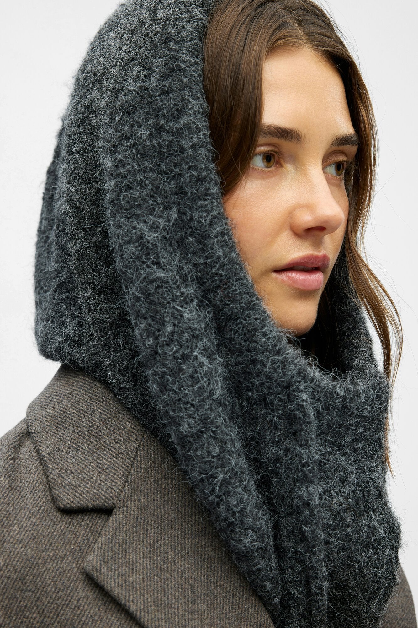 Milu Cable Knit balaclava - Dark Grey Melan